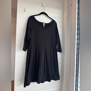 H&M Black Long Sleeve Mock Neck Midi Dress